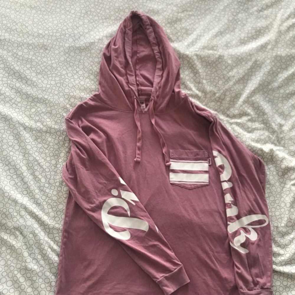 PINK Hooded Long-Sleeve Tee